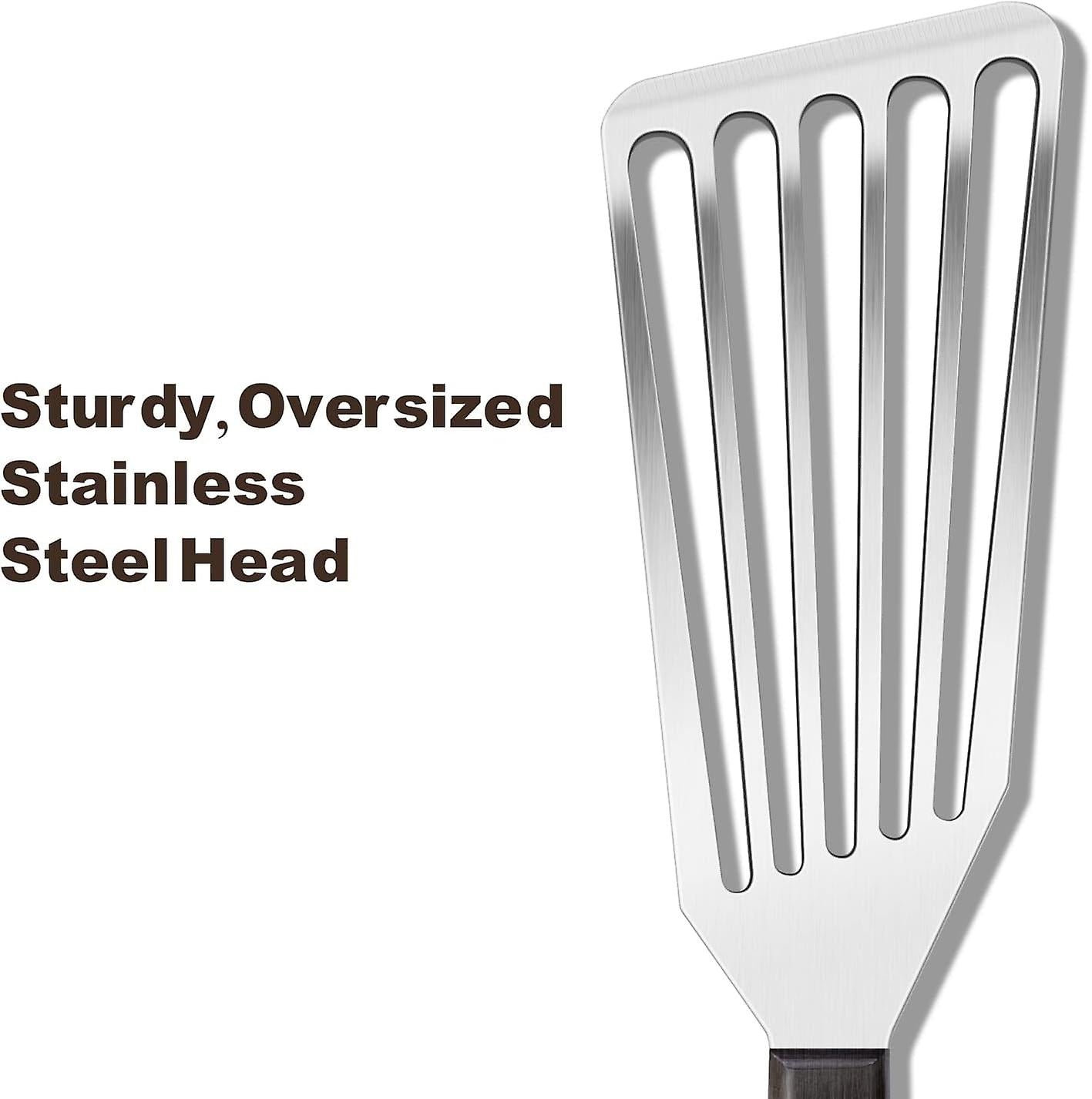 (Y)Fish Spatula Stainless Steel for Nonstick Cookware, Slotted Fish Turner Spatula with Sloped Head Design