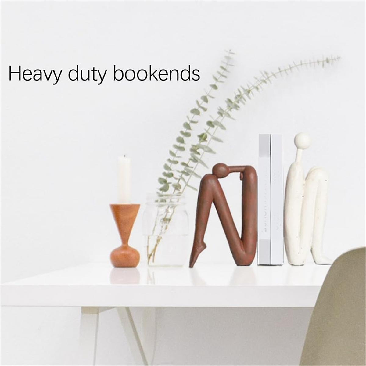 (Y)Decorative Bookends For Heavy Books, Statue Book Holders For Shelves & Office Desk White