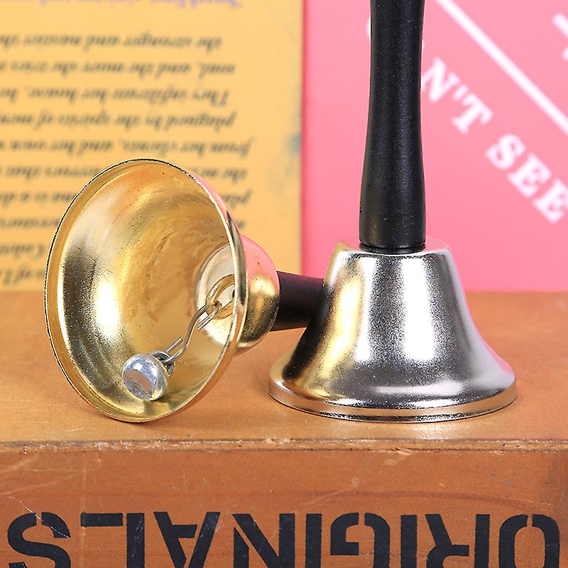 (Y)2 Pieces Metal Hand Bells Call Bell Service Hand Bells Black Wooden Handle Handbells Metal Handbells Musical Percussion