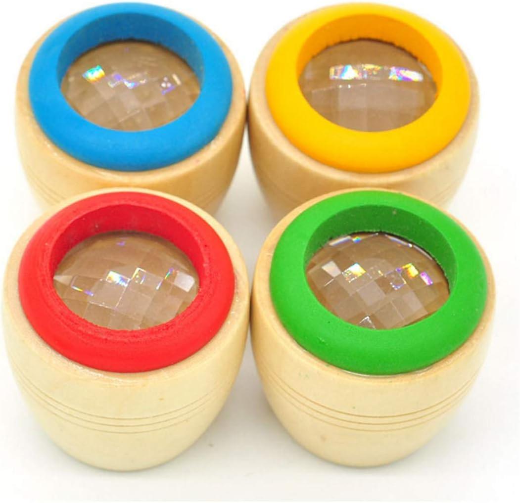 (Y)4pcs Magic Kaleidoscopes Bee Eye Effect Kaleidoscopes Wooden Kids Toy for Children Festival Gift