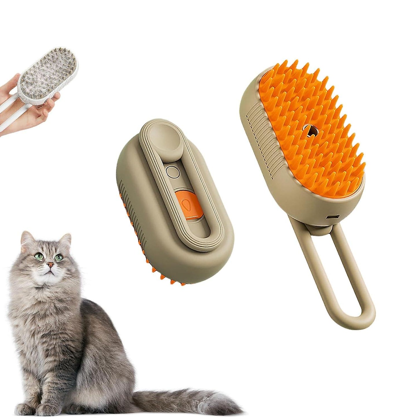 (Y)Steamy Cat Brush, Electric Spray Steam Cat Hair Brush, 3 In 1 Cat Spray Massage Grooming Brush, Self Cleaning Steamy Cat