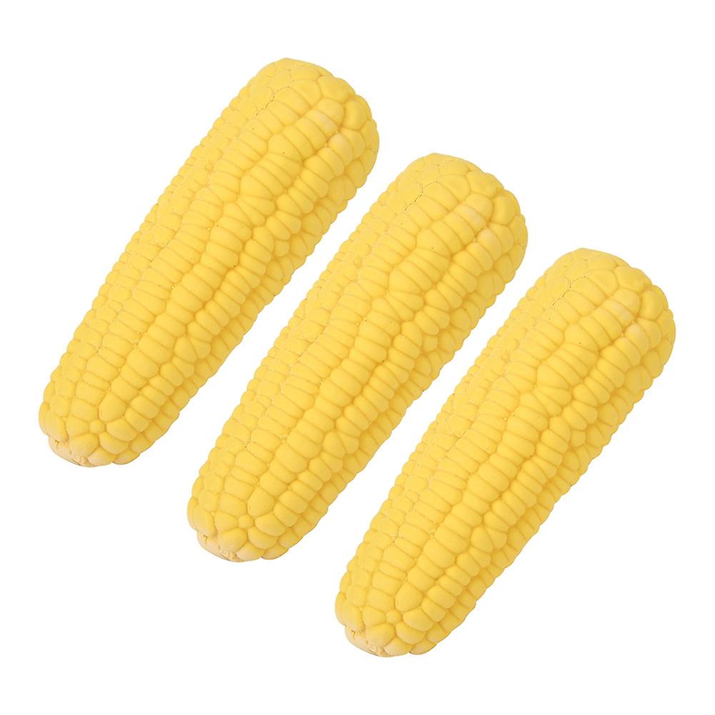 (Y)3PCS Interactive Training Toy for Dogs - Latex Yellow Pet Corn Shape Sounding Teeth Cleaning Protection Chewing Biting Toy