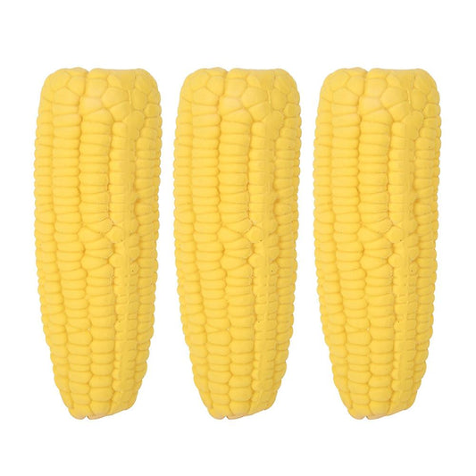 (Y)3PCS Interactive Training Toy for Dogs - Latex Yellow Pet Corn Shape Sounding Teeth Cleaning Protection Chewing Biting Toy