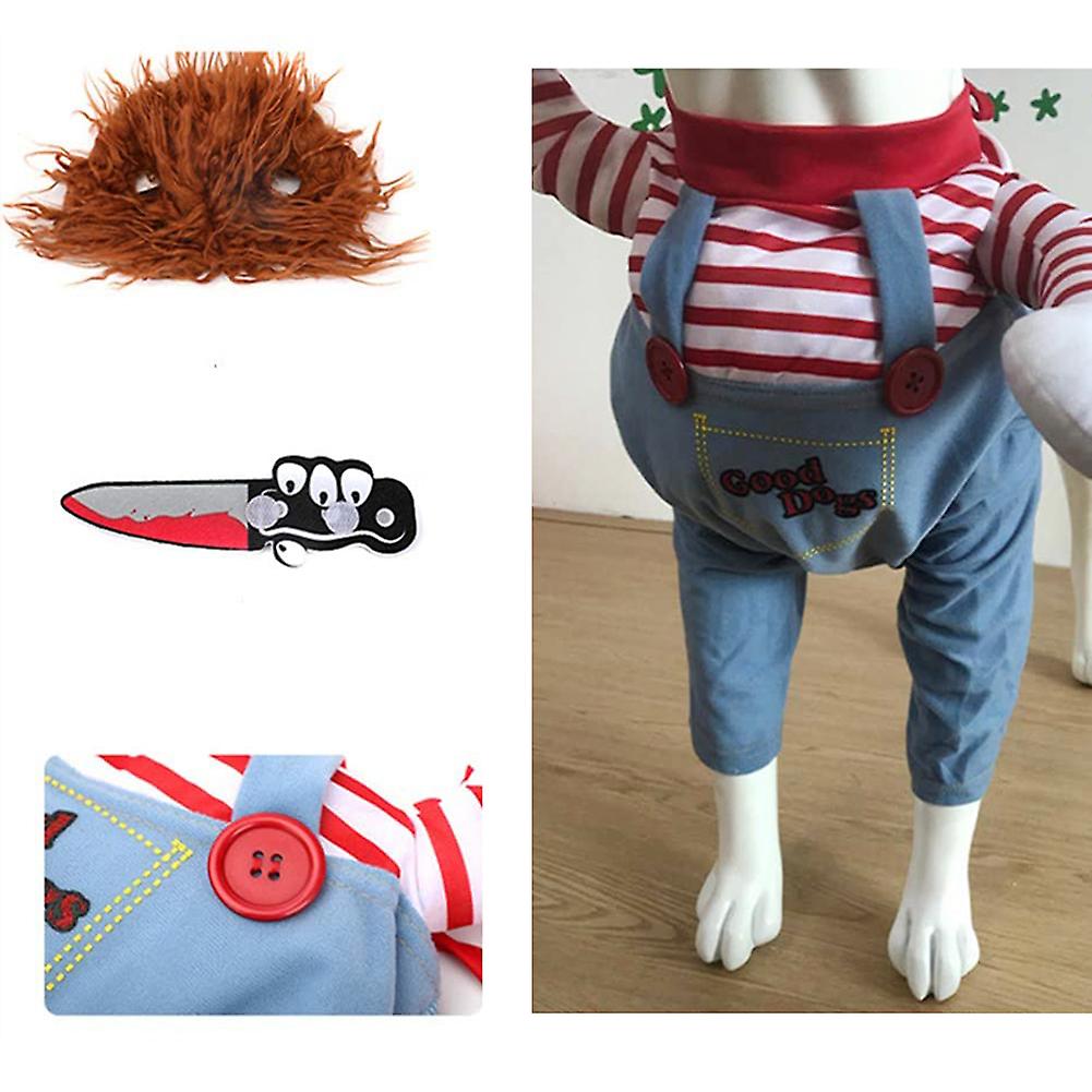 (Y)Halloween Deadly Doll Dog Costume with Hat - Funny Cosplay Clothes for Pets, Perfect for Parties and Christmas.