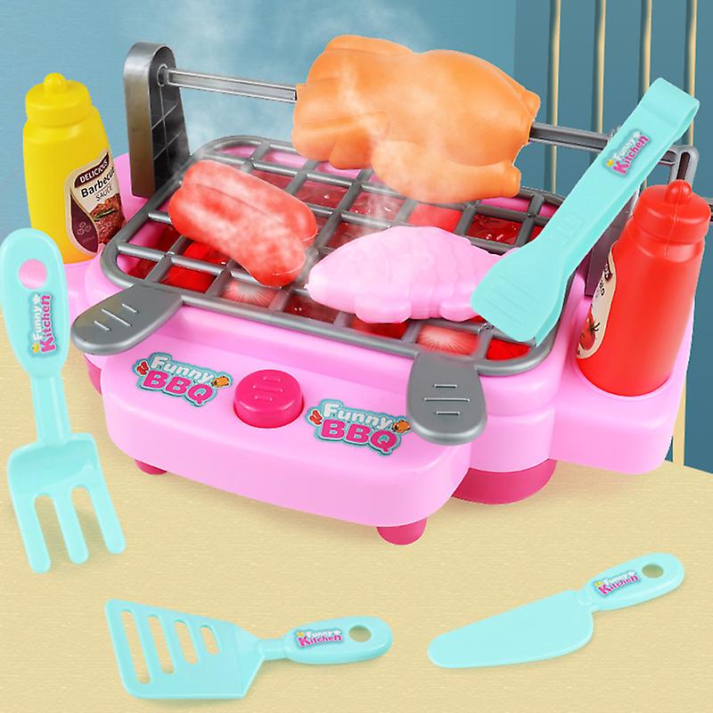 (Y)Barbeque Grill Toys Hand-eye Coordination Practical Ability Smooth Surface Chef Barbecue BBQ Cooking Toy for Girls