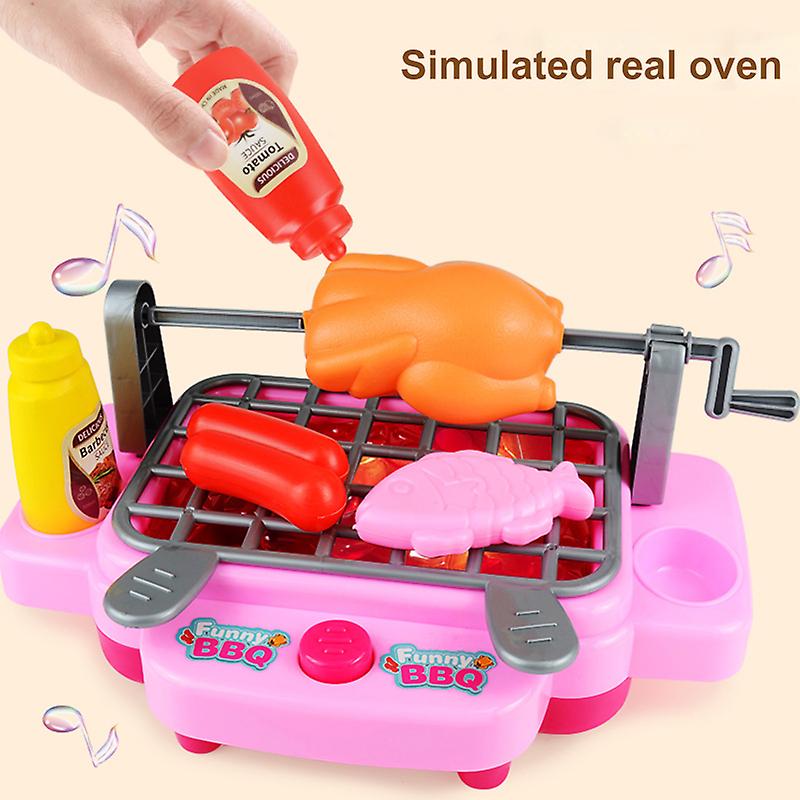 (Y)Barbeque Grill Toys Hand-eye Coordination Practical Ability Smooth Surface Chef Barbecue BBQ Cooking Toy for Girls