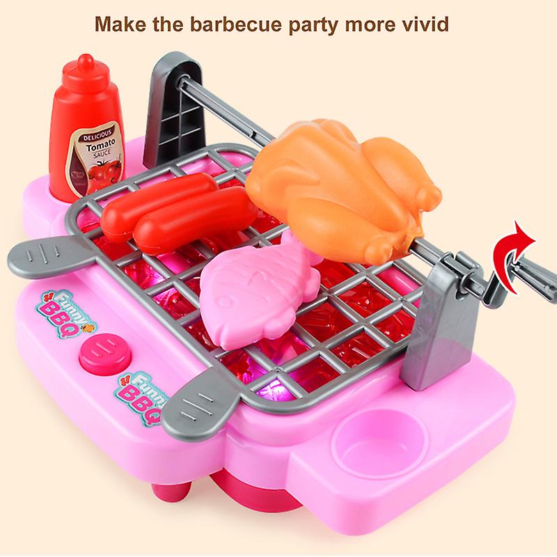 (Y)Barbeque Grill Toys Hand-eye Coordination Practical Ability Smooth Surface Chef Barbecue BBQ Cooking Toy for Girls