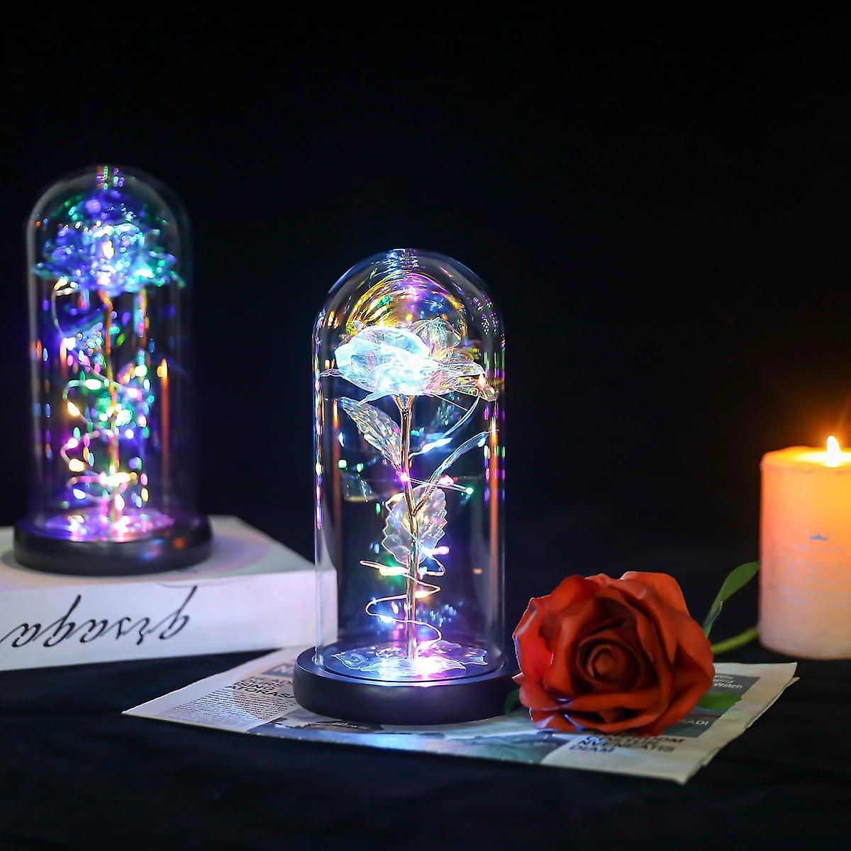 (Y)Eternal Fake Roses Artificial Flower, Birthday Gifts For Her Wedding Anniversary Valentines Gift, Flower Lights