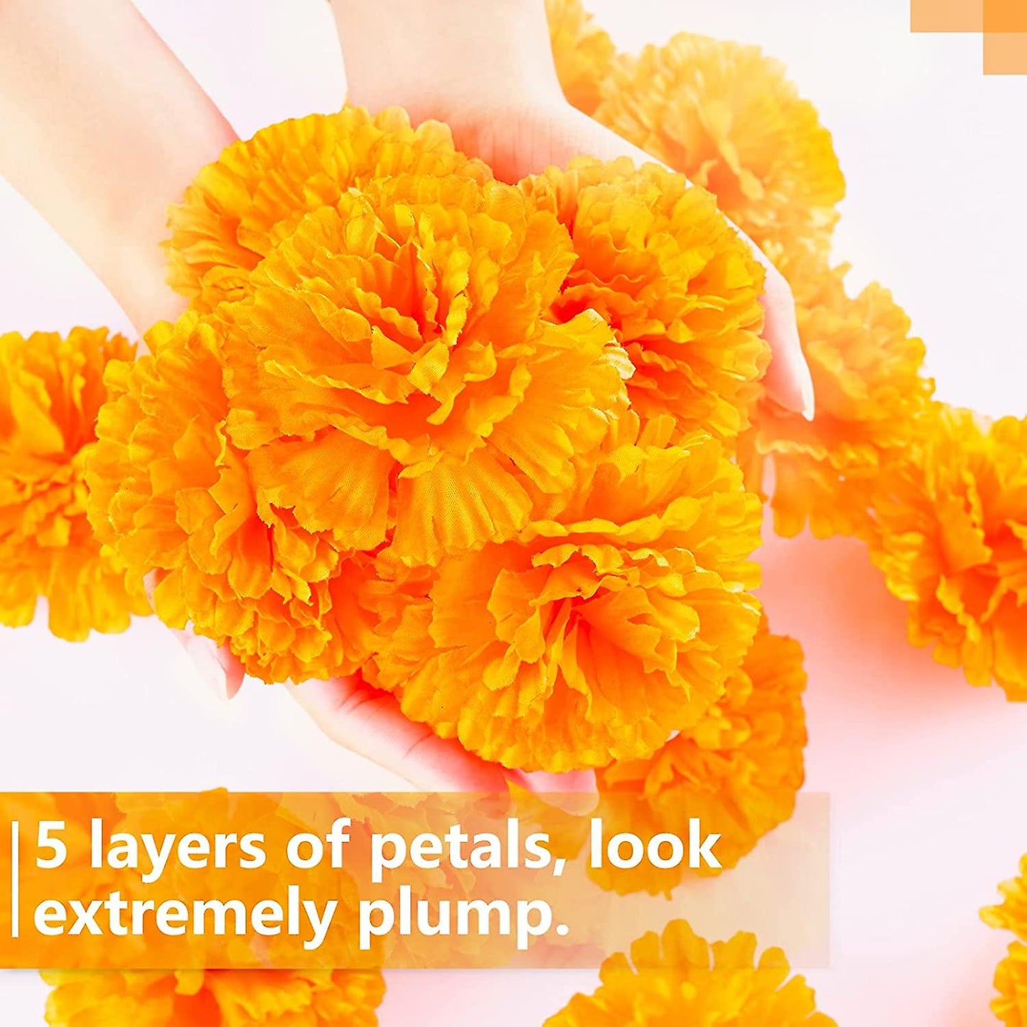 (Y)3.9inch Marigold Flowers Artificial Day of the Dead Flower 50Pcs Fake Marigold Flowers Head for Mar