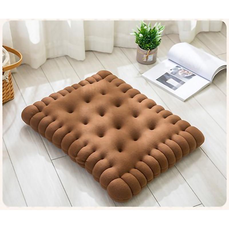 (Y)Thick Soft Chair Seats Cushion Biscuit Shape Plush Chair Pads for Office Dining Room Sofa - Brown 40x45cm