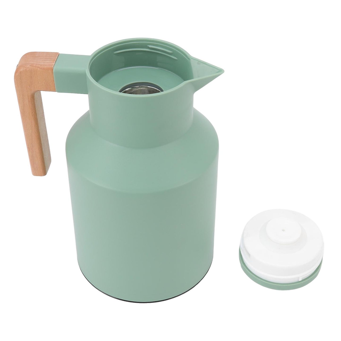 (Y)Green 1L Portable Coffee Carafe with Beech Wood Handle - 12 Hour Thermal Insulation