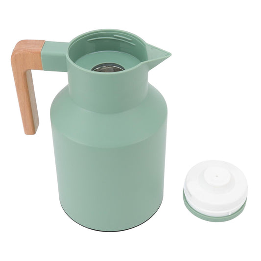 (Y)Green 1L Portable Coffee Carafe with Beech Wood Handle - 12 Hour Thermal Insulation