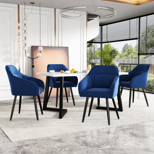 (p)Blue Velvet Upholstered Dining Chairs with Metal Legs - Stylish and Comfortable