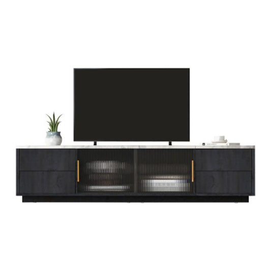 160cm Grey TV Stand,70 inches TV, Marble Top, Cable Management, Push-to-Open Drawers