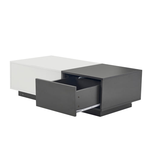 Modern Rectangular Coffee Table-Grey-White with 2 Drawers, 45 kg Load, Perfect for Living Room