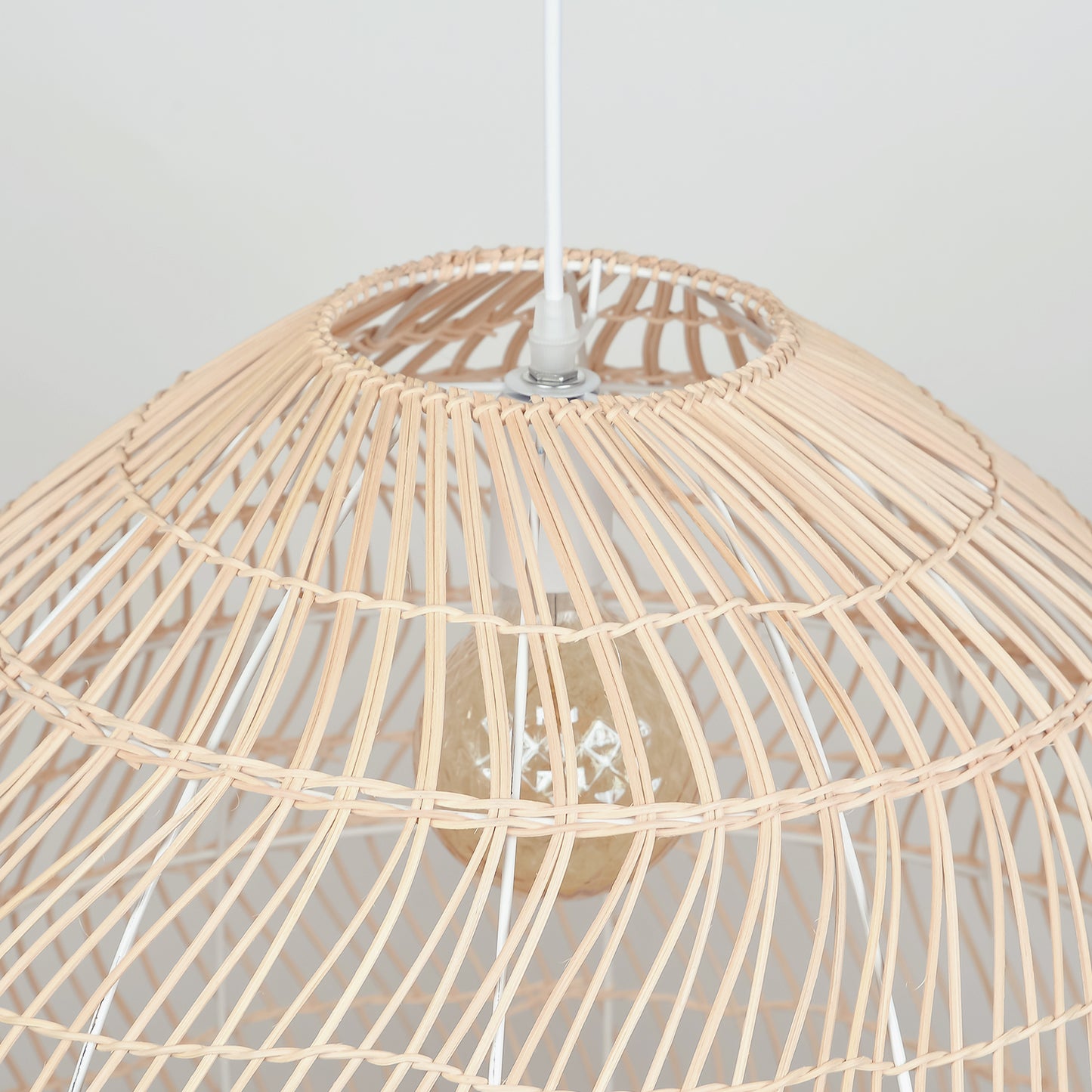 Dome Rattan Pendant Lighting Fixture Natural for Living Room