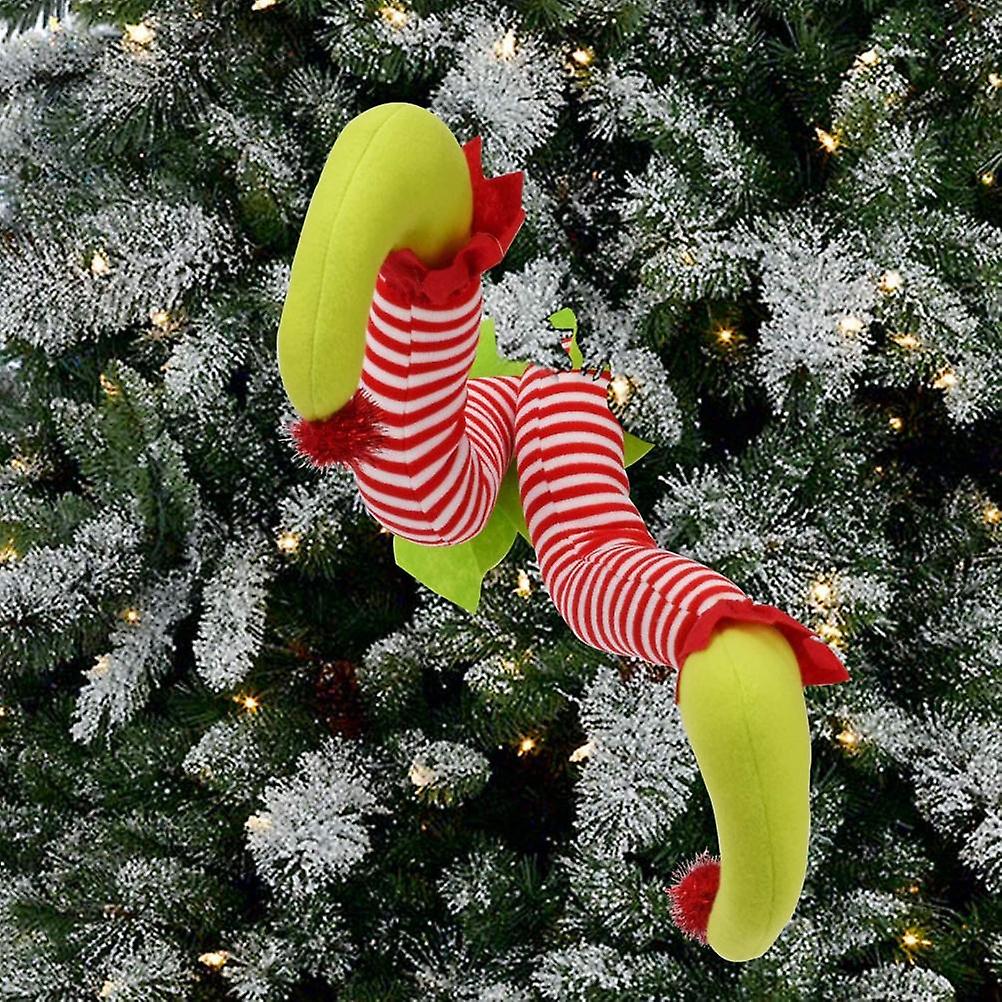 (Y)Christmas Elf Tree Topper Decorations - Stuffed Legs with Fun Pose for Xmas Holiday Party Ornament, Indoor/Outdoor Decor