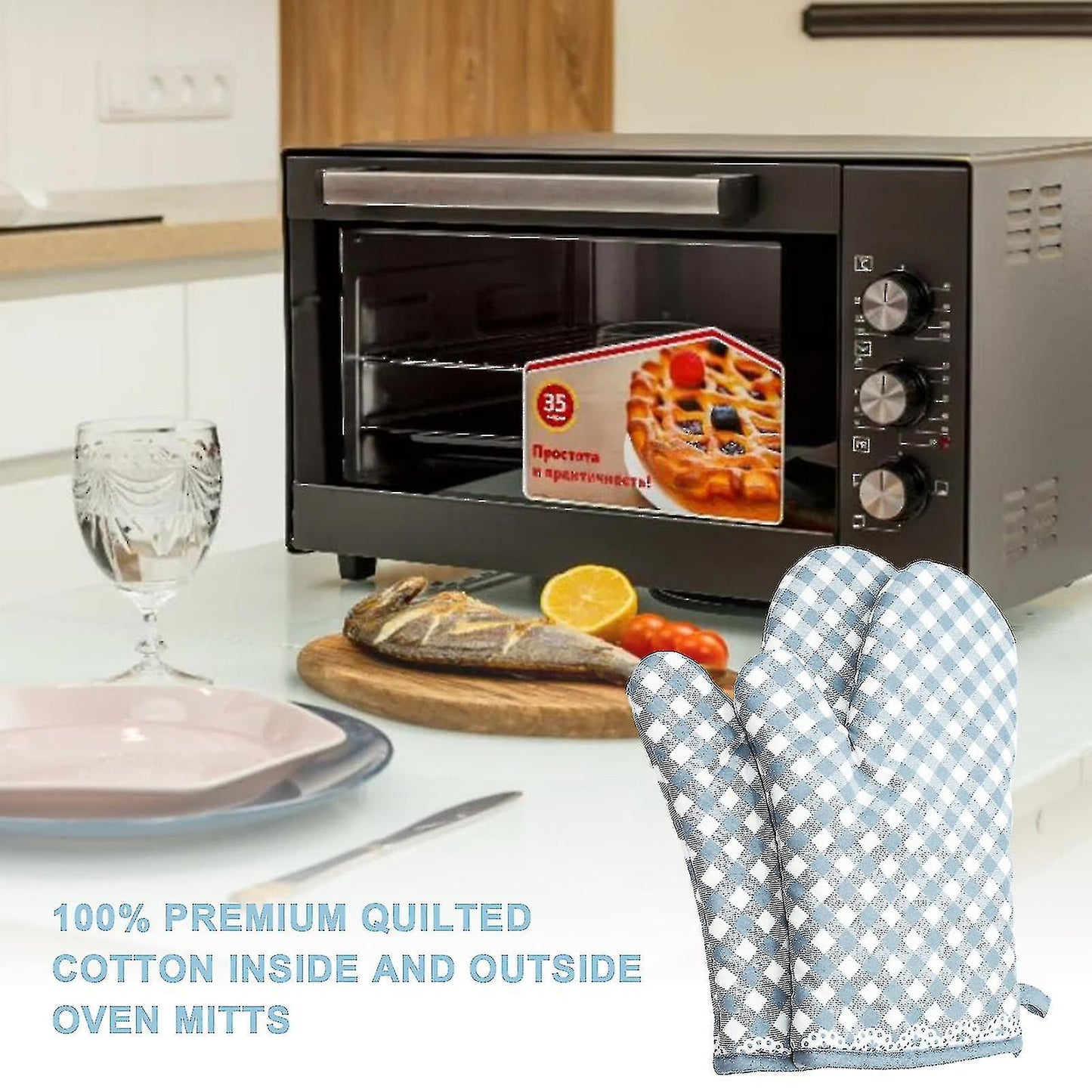 (Y)Oven Glovesthickened High Temperature Set Of 2microwave Insulation Gloves And Pot Holders Kitchen Set For Bbq Cooking Baking,