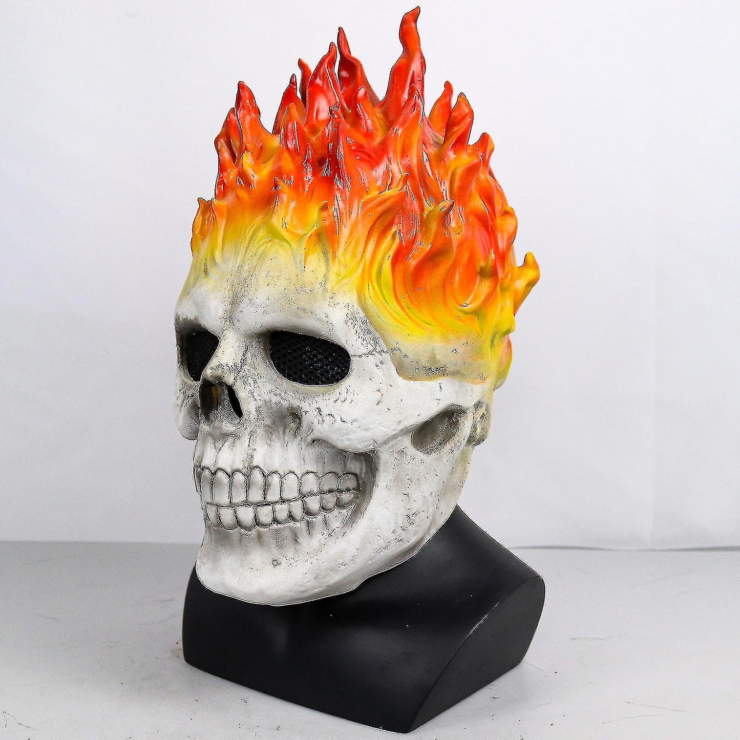 (Y)Halloween Ghost Rider Red And Blue Flame Skull Mask Horror Ghost Full Face Latex Cosplay Costume Props