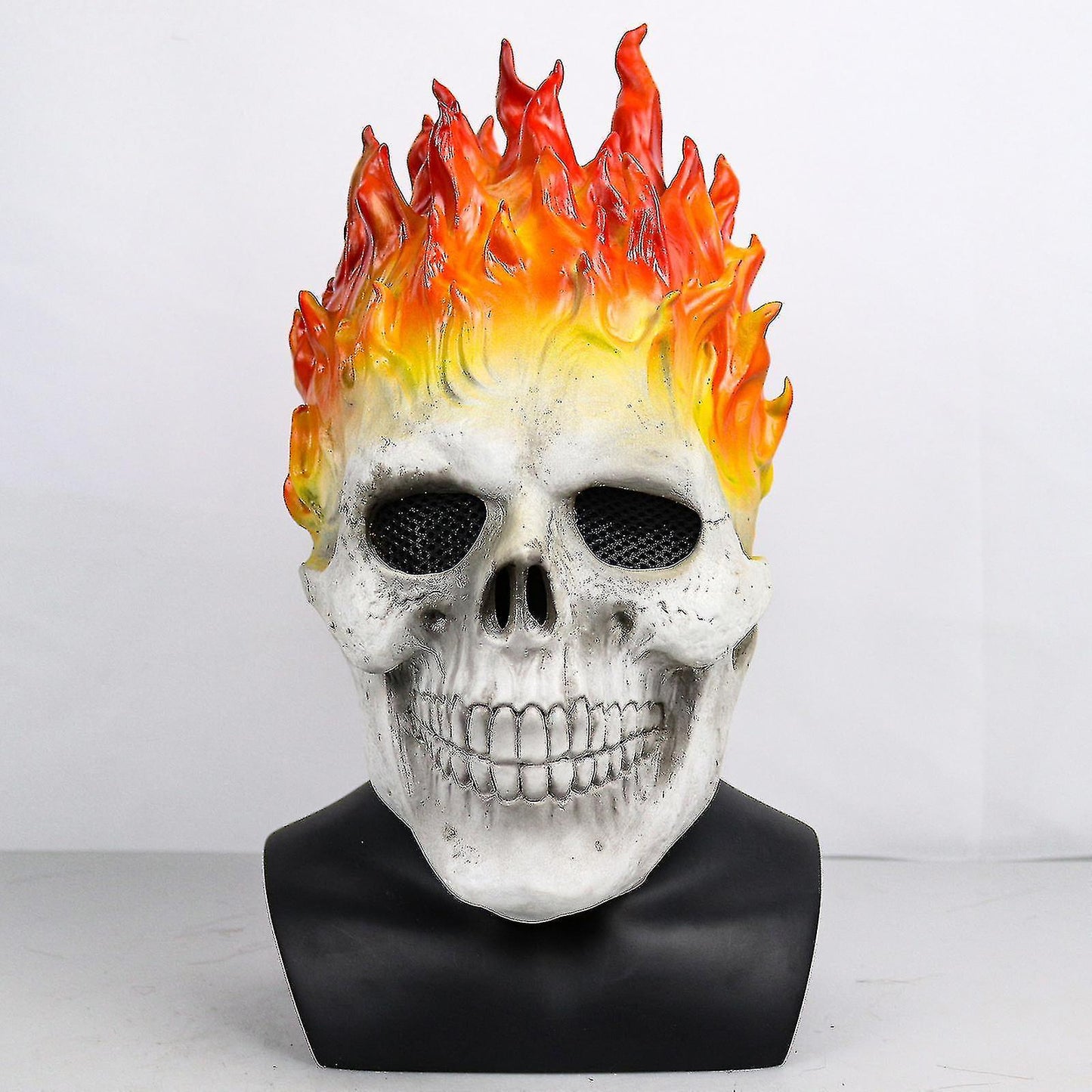 (Y)Halloween Ghost Rider Red And Blue Flame Skull Mask Horror Ghost Full Face Latex Cosplay Costume Props