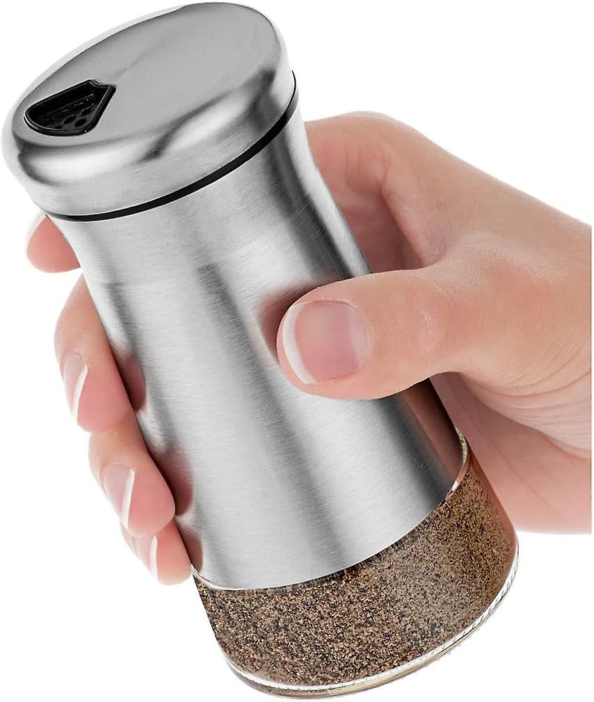 (Y)2PCS Pepper or salt bottle with adjustable pouring hole - elegant stainless steel spice dispenser - perfect for Himalayan salt, table salt, white and black