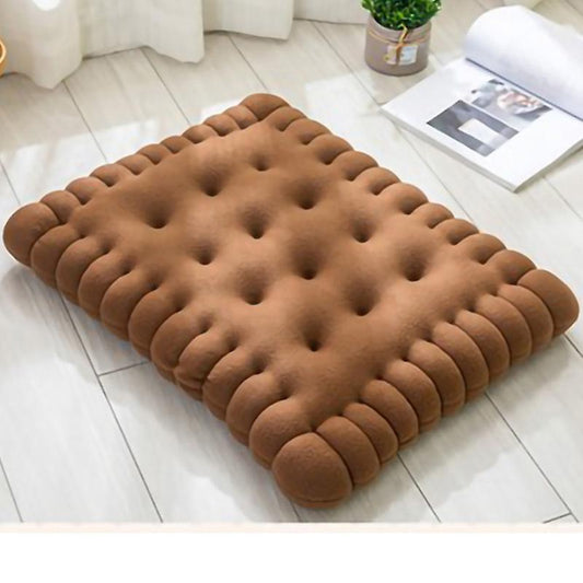 (Y)Thick Soft Chair Seats Cushion Biscuit Shape Plush Chair Pads for Office Dining Room Sofa - Brown 40x45cm