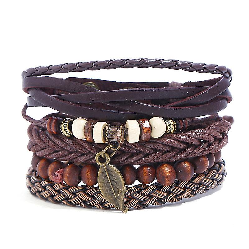 (Y)Simple retro set bracelet braided leather punk bracelet diy men's leather bracelet