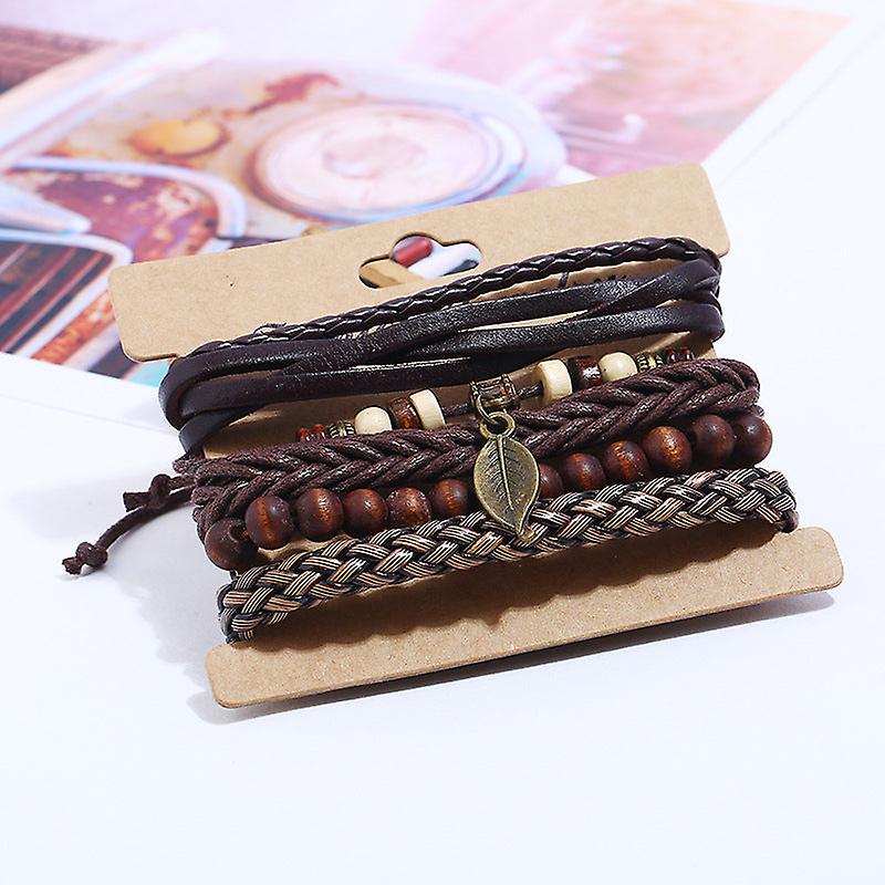 (Y)Simple retro set bracelet braided leather punk bracelet diy men's leather bracelet