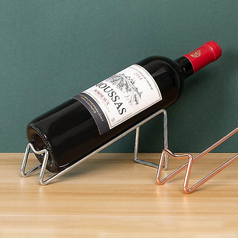 (Y)Creative Red Wine Stand Simple Stainless Steel Wine Rack Single Wine Bottle Display Holder For Home Store Nice Processed 3pcs