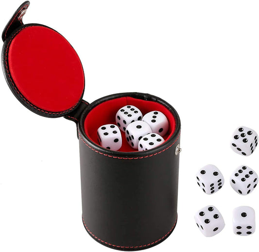 (Y)Dice cup set with 10 diceFaux leather professional dice cup with lid for playing games