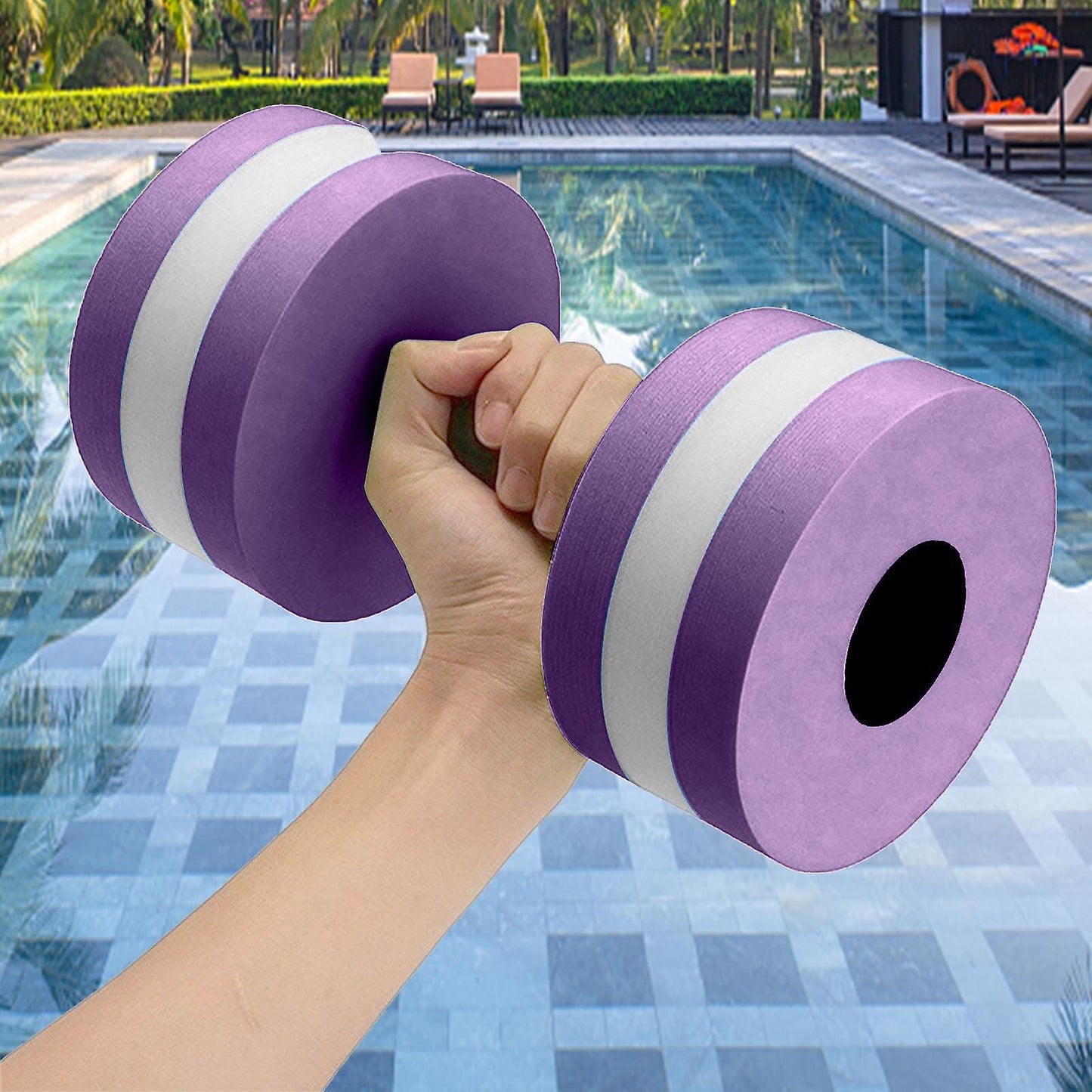 (Y)1 Pair Aqua Fitness Barbells Foam Dumbbells Hand Bars Pool Resistance Exercise