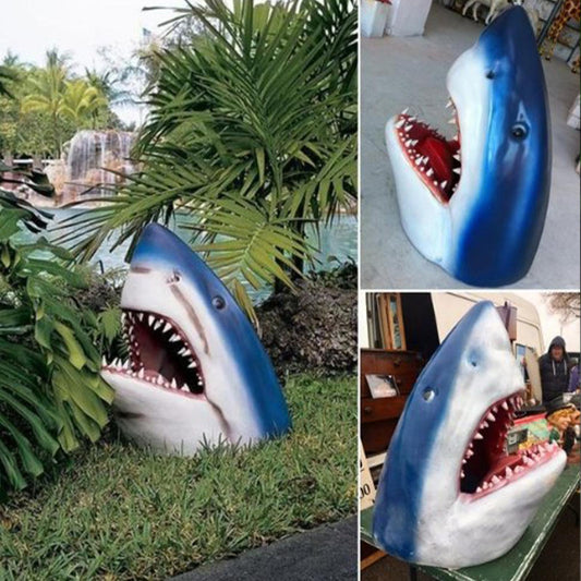 (Y)Wall Mounted Great Blue Shark Head Sculpture | Shark Week Decorations ,100% New