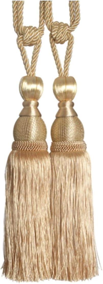 (Y)1 Pair Tassels Curtain Tiebacks Home Decorative Window Drapery Ball Tassels Rope Holdbacks (Gold)