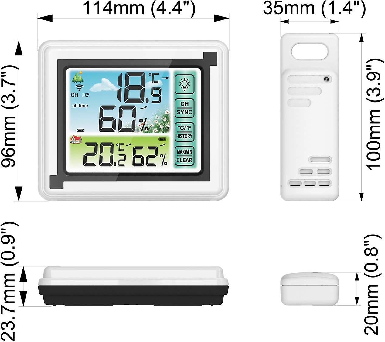 (Y)2024 New Wireless Weather Station with Indoor Outdoor Sensor Hygrometer Digital Thermometer with Large LCD Di