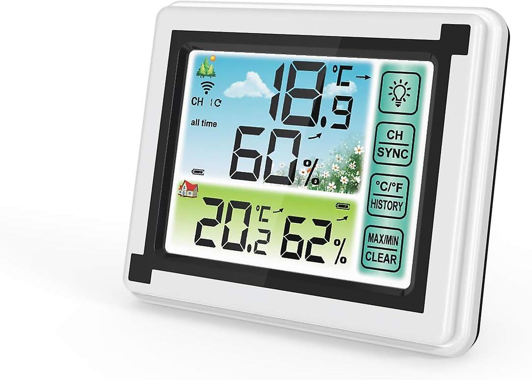 (Y)2024 New Wireless Weather Station with Indoor Outdoor Sensor Hygrometer Digital Thermometer with Large LCD Di