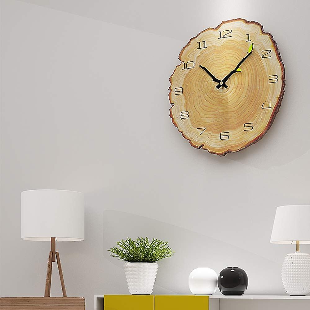 (Y)Silent Vintage Wall Clock Wood Wall Clock, Kitchen Wall Clock, Retro Vintage Wall Clock for Home Living Room Kitchen 28x30cm