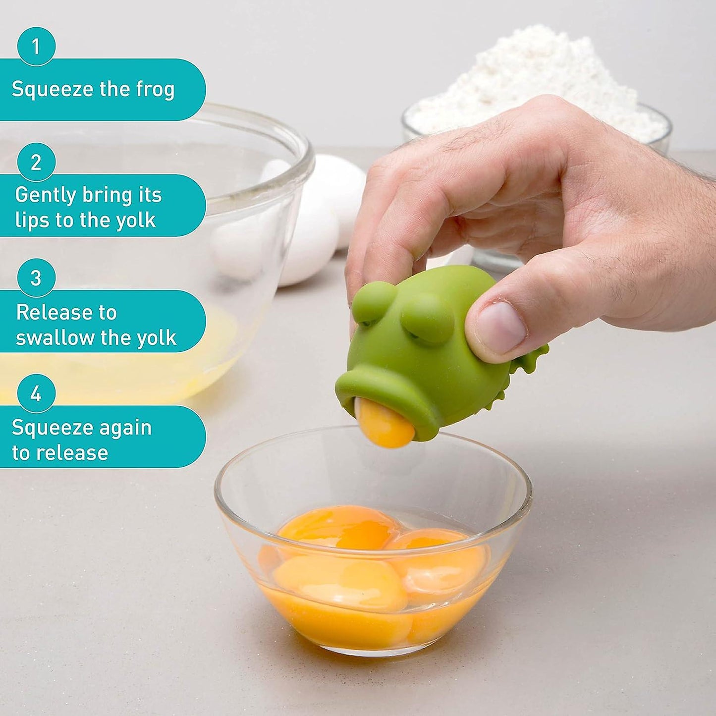 (Y)2024 New Egg Separator Yolk Frog Silicone Green Frog Separation Yolk Yolk Separator