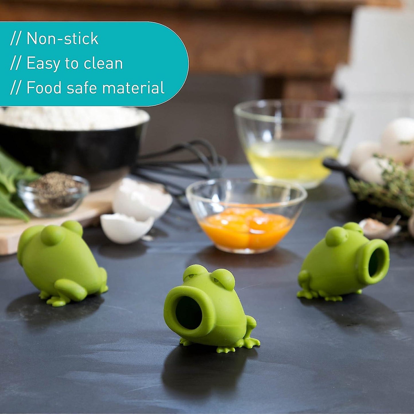 (Y)2024 New Egg Separator Yolk Frog Silicone Green Frog Separation Yolk Yolk Separator