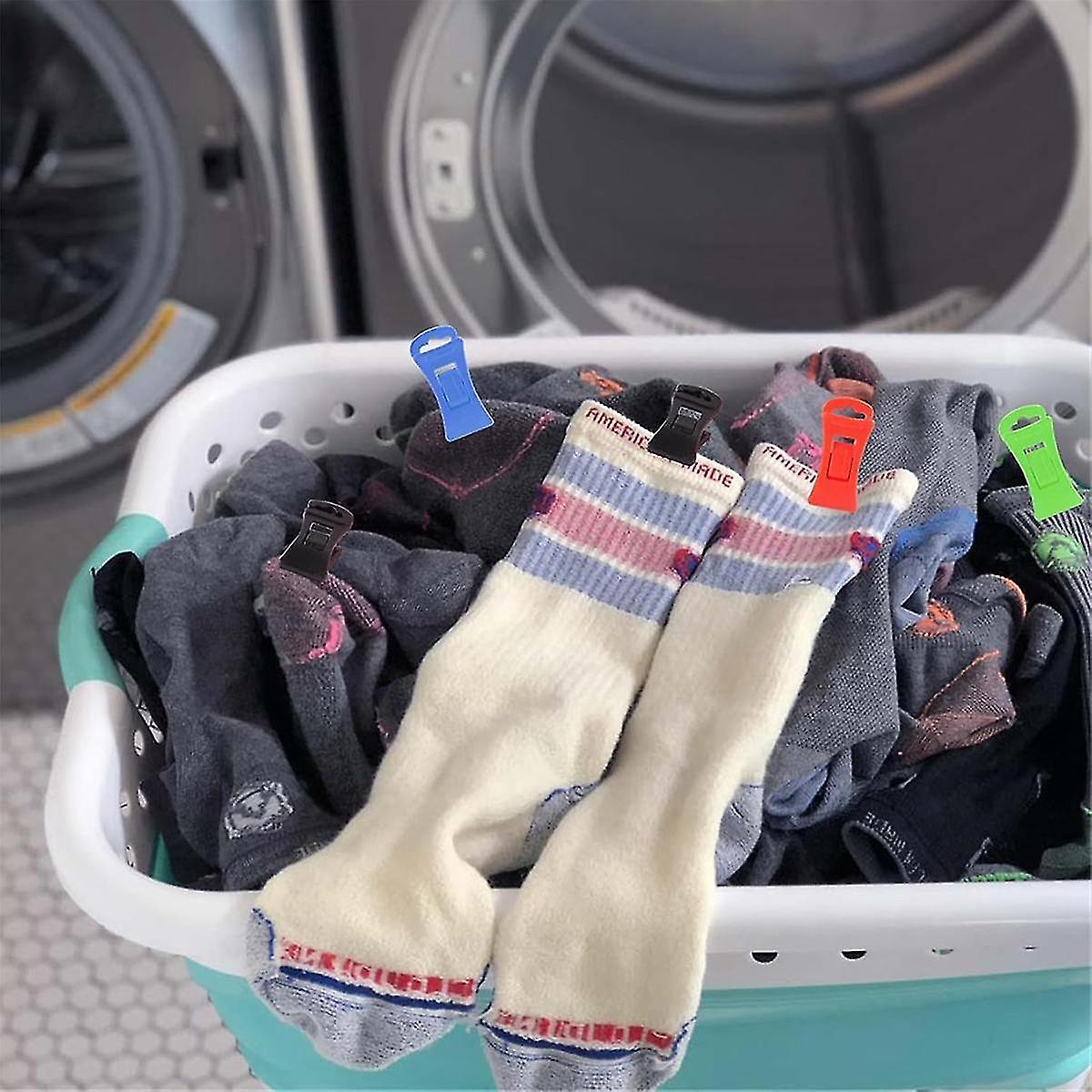 (Y)60 Sock Clips For Washing Machine And Dryer, Sock Clips With Hooks,sock Holder Washing Machine