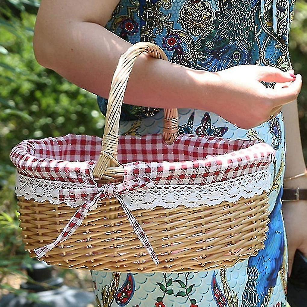 (Y)Wicker Basket Gift Baskets Empty Oval Willow Woven Picnic Basket With Handle Wedding Basket Small