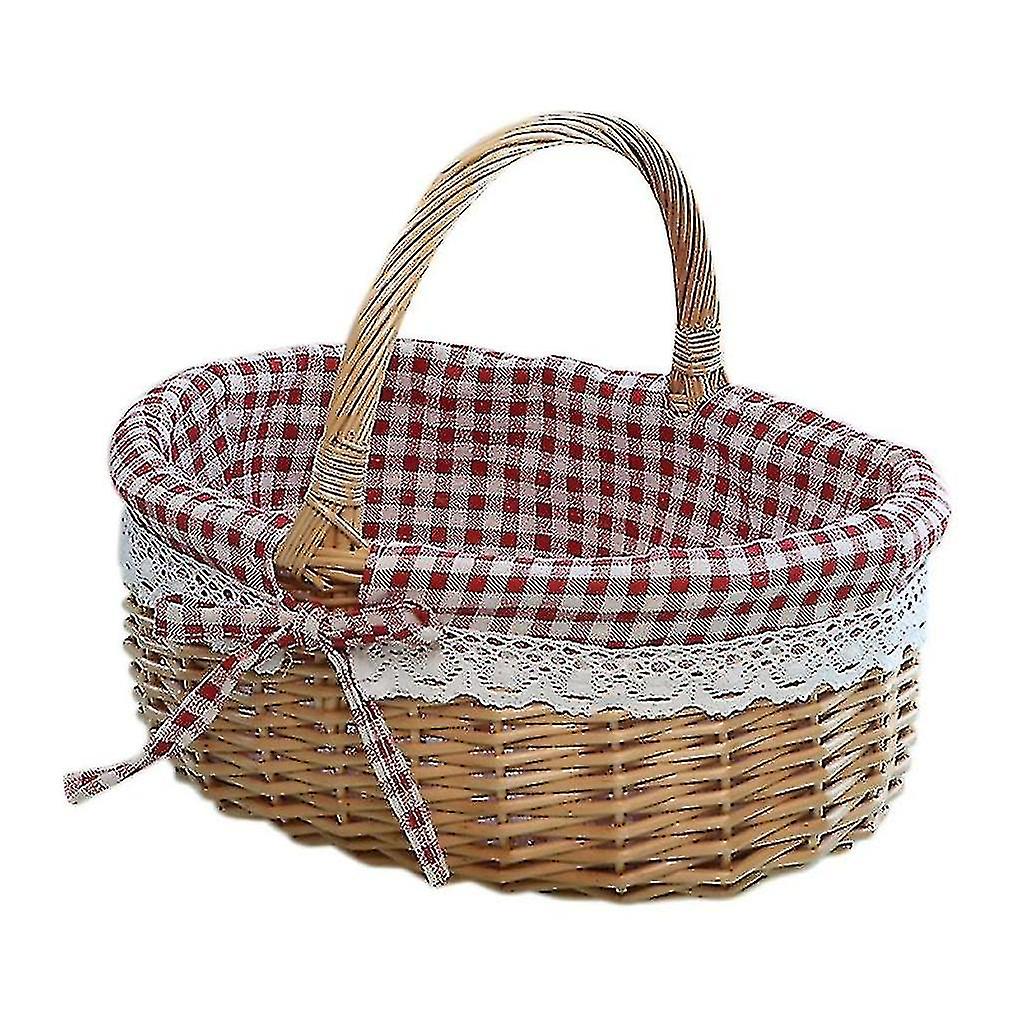 (Y)Wicker Basket Gift Baskets Empty Oval Willow Woven Picnic Basket With Handle Wedding Basket Small