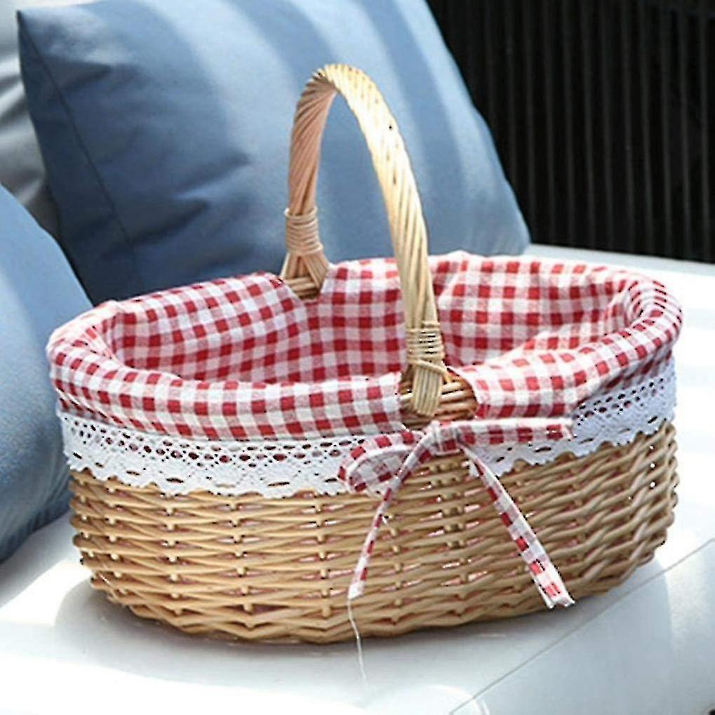 (Y)Wicker Basket Gift Baskets Empty Oval Willow Woven Picnic Basket With Handle Wedding Basket Small