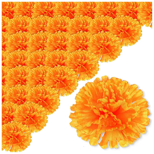 (Y)3.9inch Marigold Flowers Artificial Day of the Dead Flower 50Pcs Fake Marigold Flowers Head for Mar