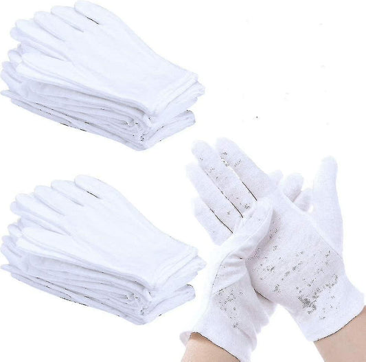 (Y)12 Pairs Of White Cotton Gloves For Inspecting Jewelry