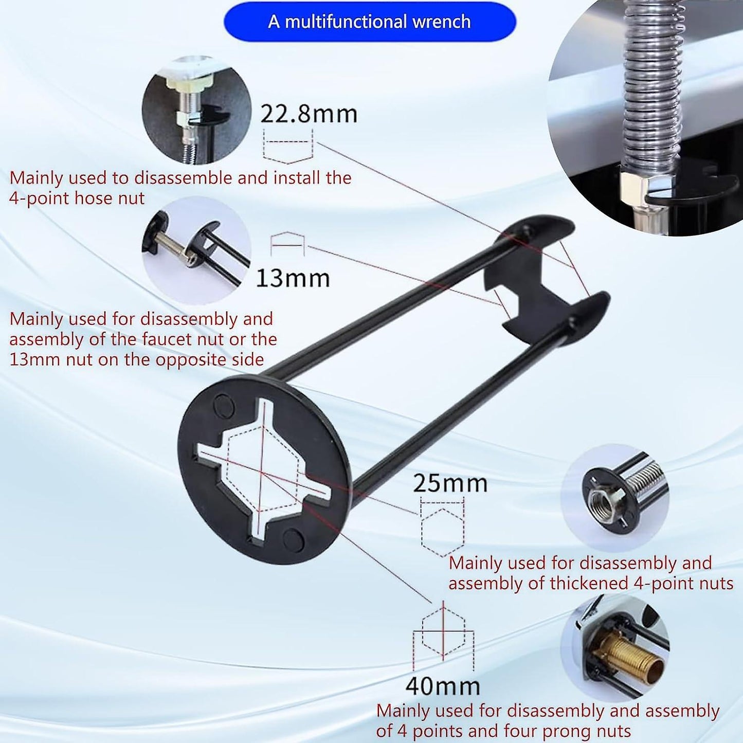 (Y)Basin Wrench, Faucet Wrench, Plumbers Wrench, 7 Sizes Sink Wrench Set, Universal Under Sink Plumbers Wrench For Tight Spaces