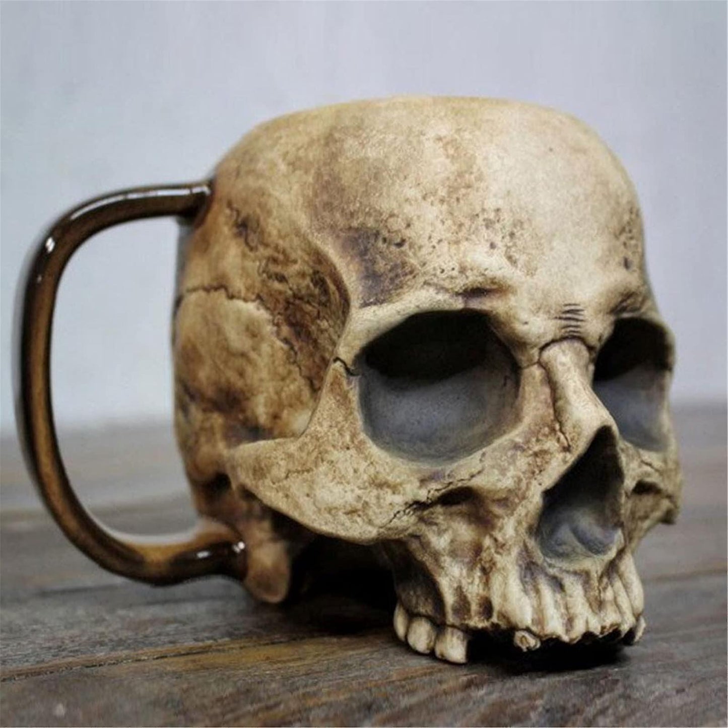 (Y)2024 New Skull Mug, Gothic Creepy Realistic Skull Mug, 3D Resin Skull Head Cup with Handle, Necromancer Skull