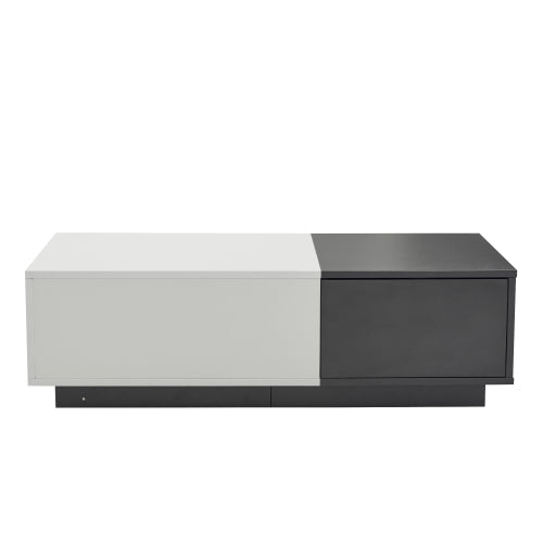 Modern Rectangular Coffee Table-Grey-White with 2 Drawers, 45 kg Load, Perfect for Living Room