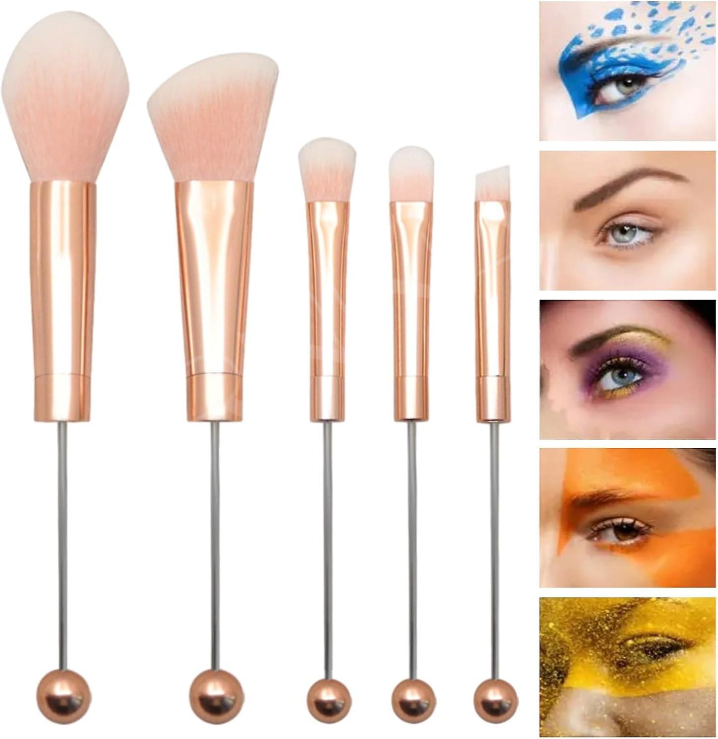 (Y)5pcs Beadable Makeup Brushes, DIY Beadable Makeup Brushes, Makeup Comestic Brushes Beaded Brushes Kit for DIY