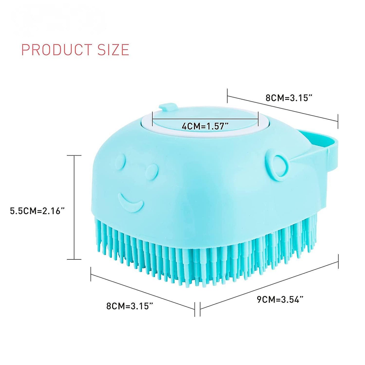 (Y)3PCS Dog Bath Brush, Pet Massage Brush Shampoo Dispenser, Soft Silicone Brush Rubber Bristle for Dogs (Sky Blue)