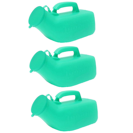 (Y)3x Male Urine Bottle With Lid Autoclavable For Travel Camping Patient 1.2l Green Excellent